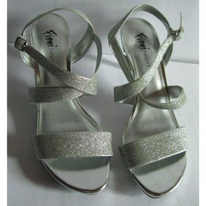 FIONI Night Silver Strappy Glitter Sandal Heels